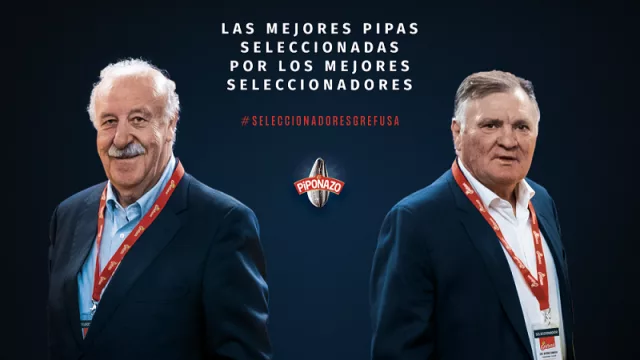 Del Bosque y Camacho con Grefusa y sus 22 millones de pipas seleccionadas una a una.