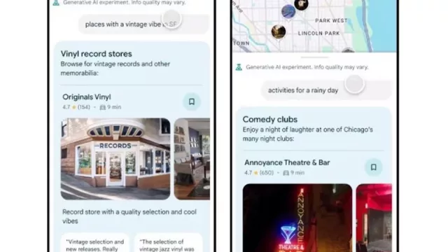 Google Maps experimenta con inteligencia artificial generativa en diálogo para explorar ubicaciones