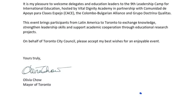 Doctrina Qualitas y su partner canadiense Vital Dignity, reciben el respaldo institucional de la alcaldesa de Toronto y del premier de Ontario 
